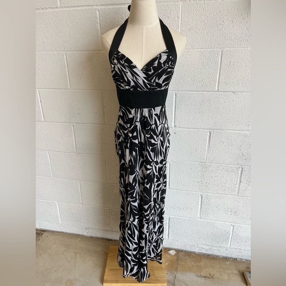 Vintage Donna Ricco Silk Halter Top Maxi Dress Size 2